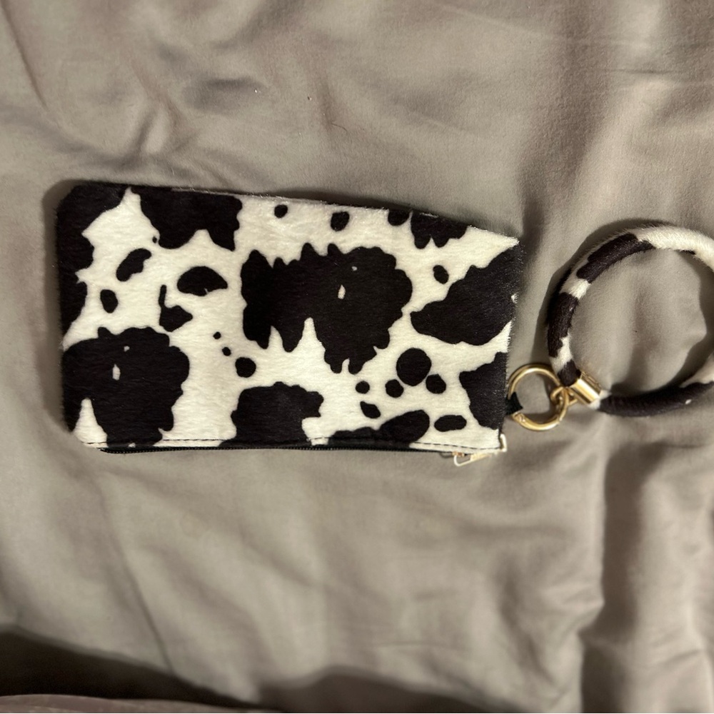 Cow Print Wristlet Keychain